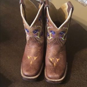 Girls leather cowboy boots western boots size 9